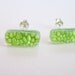 Glass & Silver 925 - Handmade  - Recycled-Glass - Fusing - Green - Button Earrings -