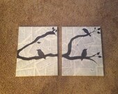 Vintage looking birds on branch  wall decor.