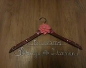 Wedding hanger, date on the top/ two lines hanger, personalized custom bridal hanger, name hanger, dress hanger, bridal shower gift.