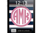 Nautical Stripe Monogram iPhone Wallpaper