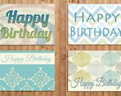 4 pack of Happy Birthday folded blank note cards 4x5.5"