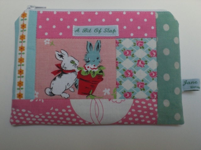 Patchwork vintage cotton make-up bag/purse 'A Bit Of Slap' - original fabric from 1950s/60s
