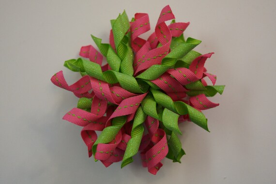Pink and Green Corker Bow