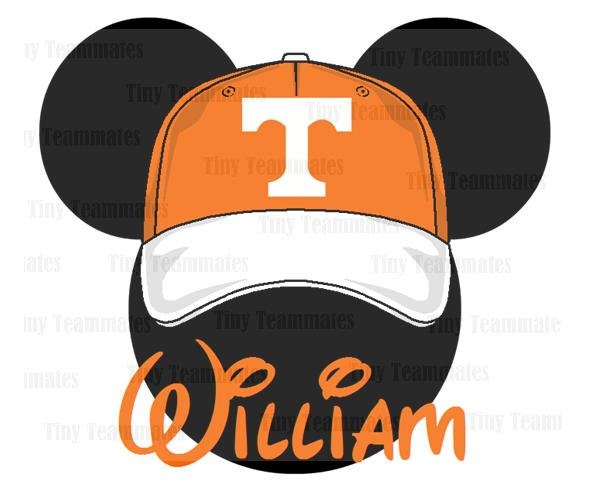 Mickey Inspired Tennessee Volunteers Cap Head - DIY Disney Printables - Any team available upon request