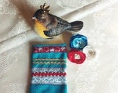 Phone Sleeve aqua - turquoise with babushka matrioshka