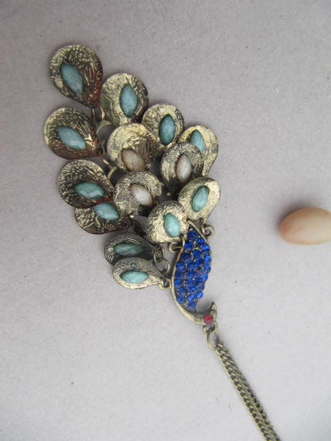 HOT-Wholesale Gem peacock pendant peacock necklace antique jewelry steampunk gift