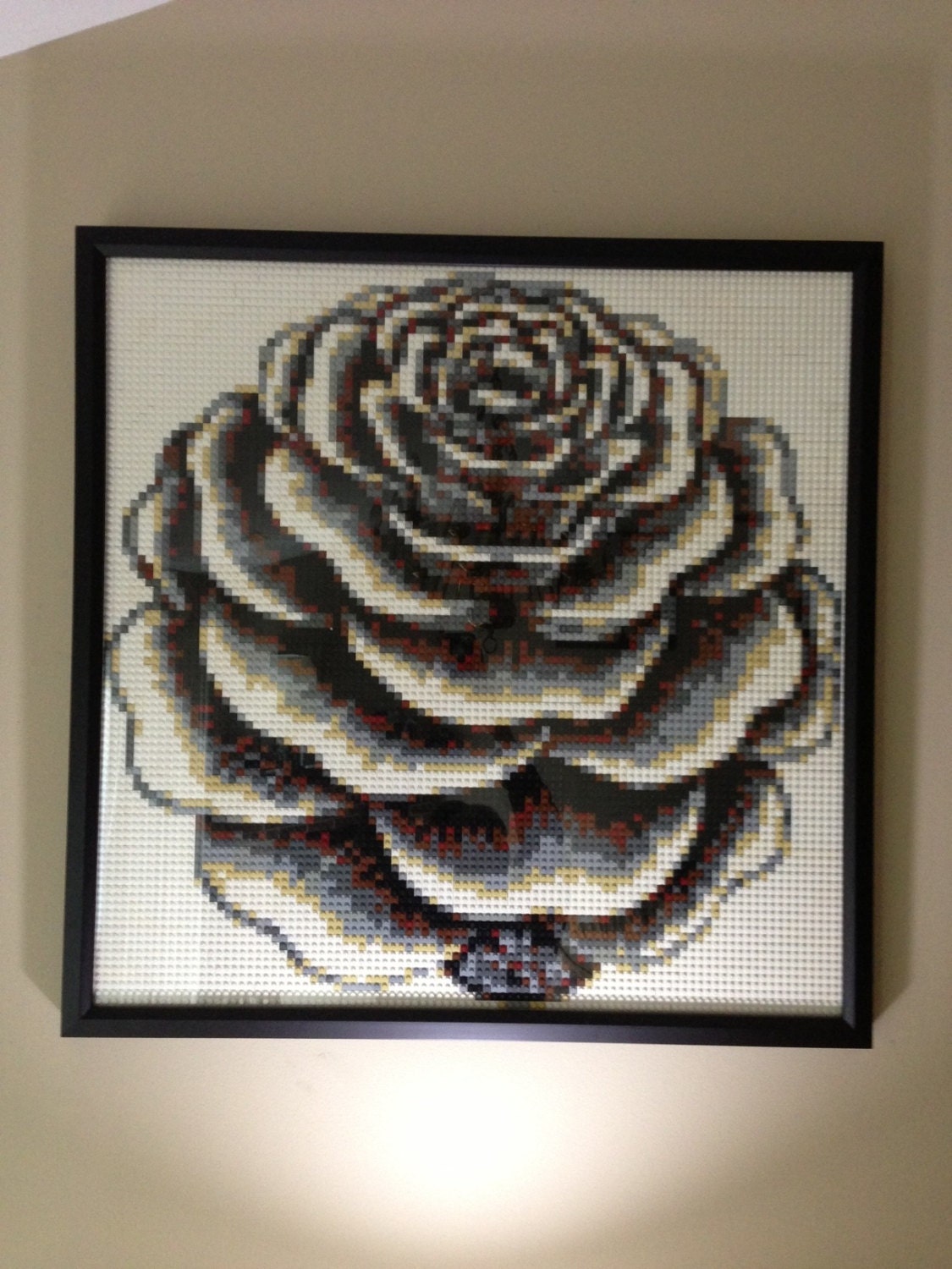 Lego Rose Mosaic Framed Modern