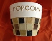 Unique artitistically recreated creat & barrel Pop Corn Dish w/Mosaic Tiles for Flower Pot