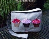 Handbag, satchel bag linen and cupcakes liberty
