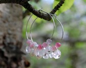 Hoop earrings: quartz, pearl, and rose pink