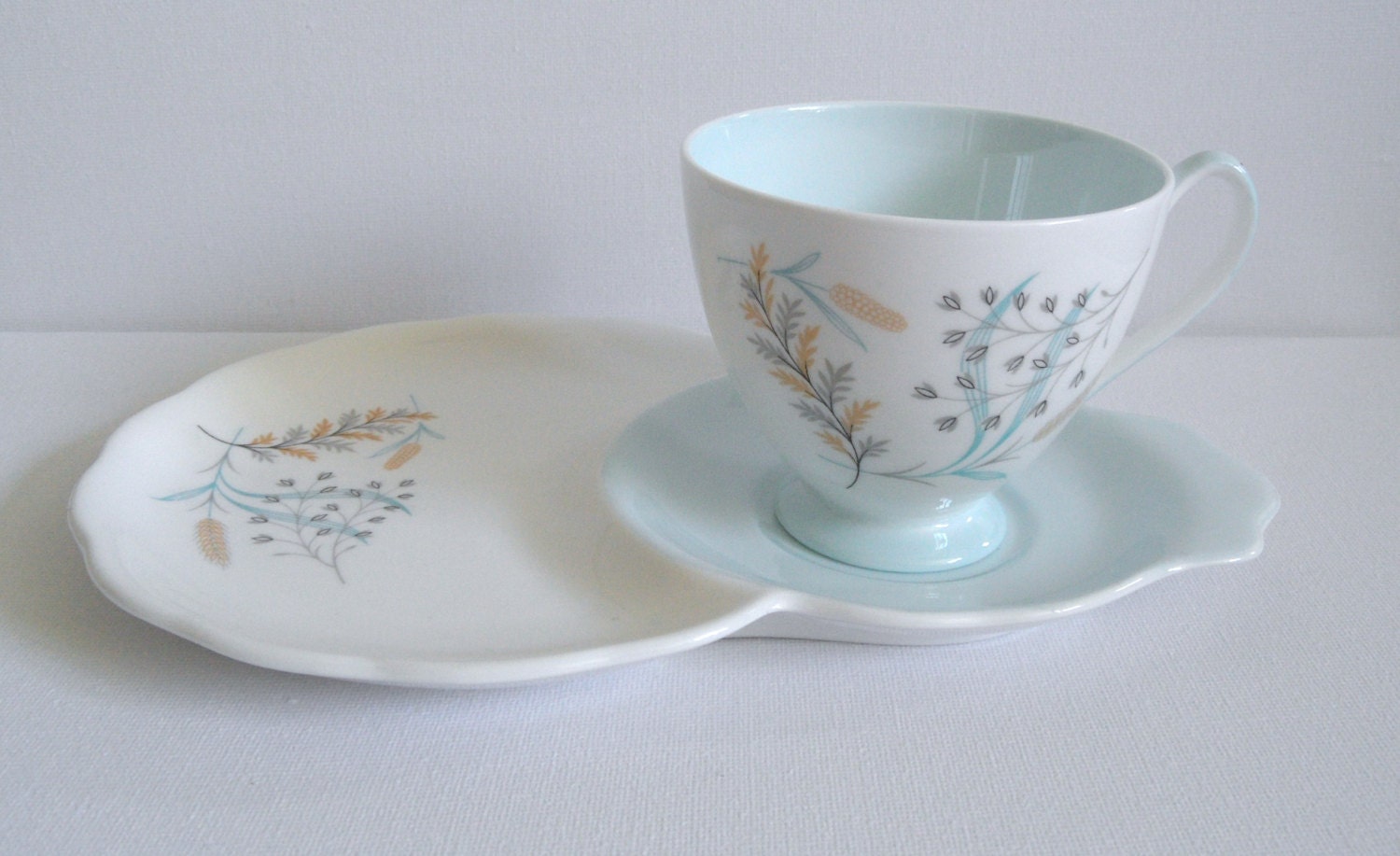 Tennis Set, Queen Anne 'glade' light blue cup and saucer