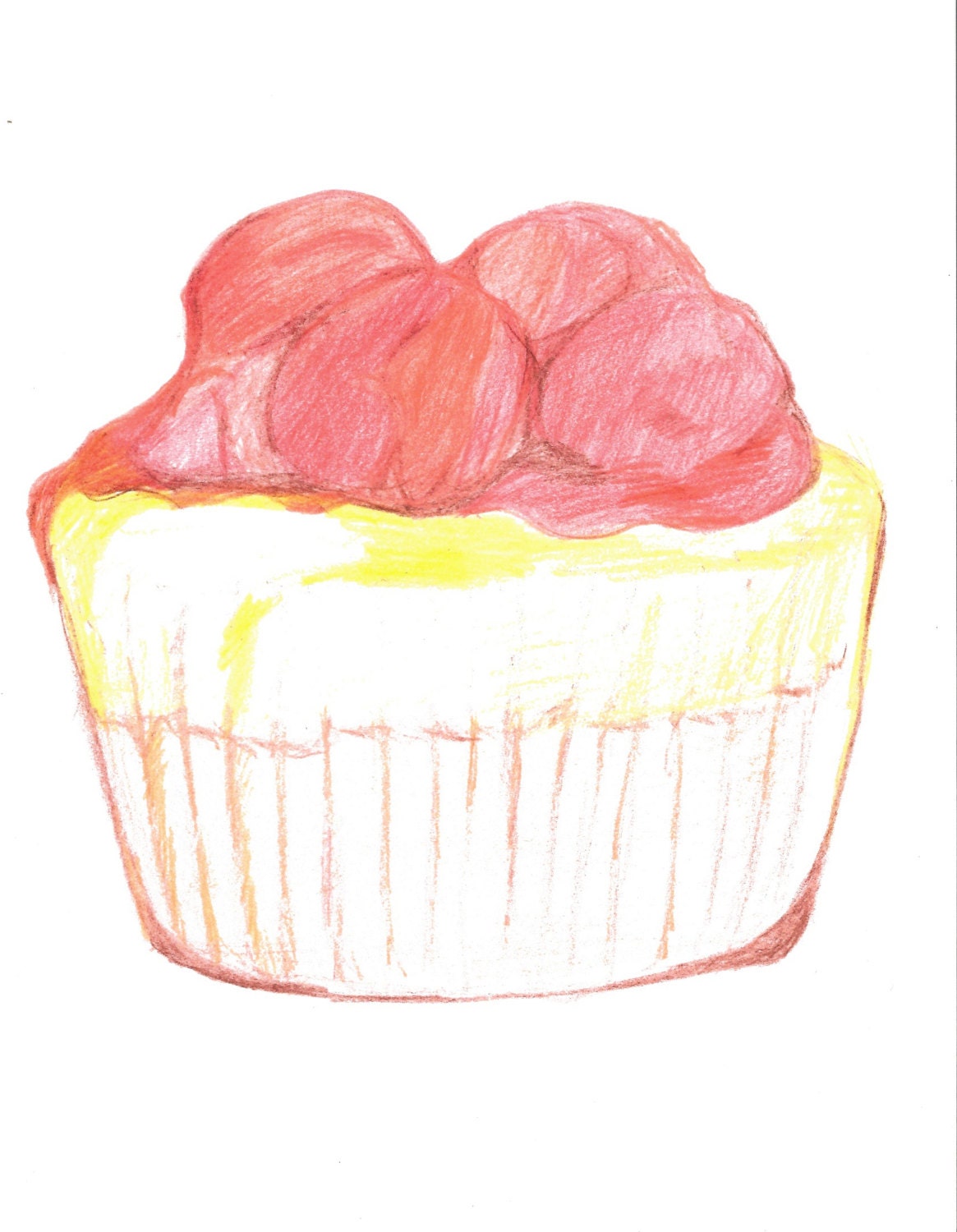 Cherry cheesecake color pencil drawing