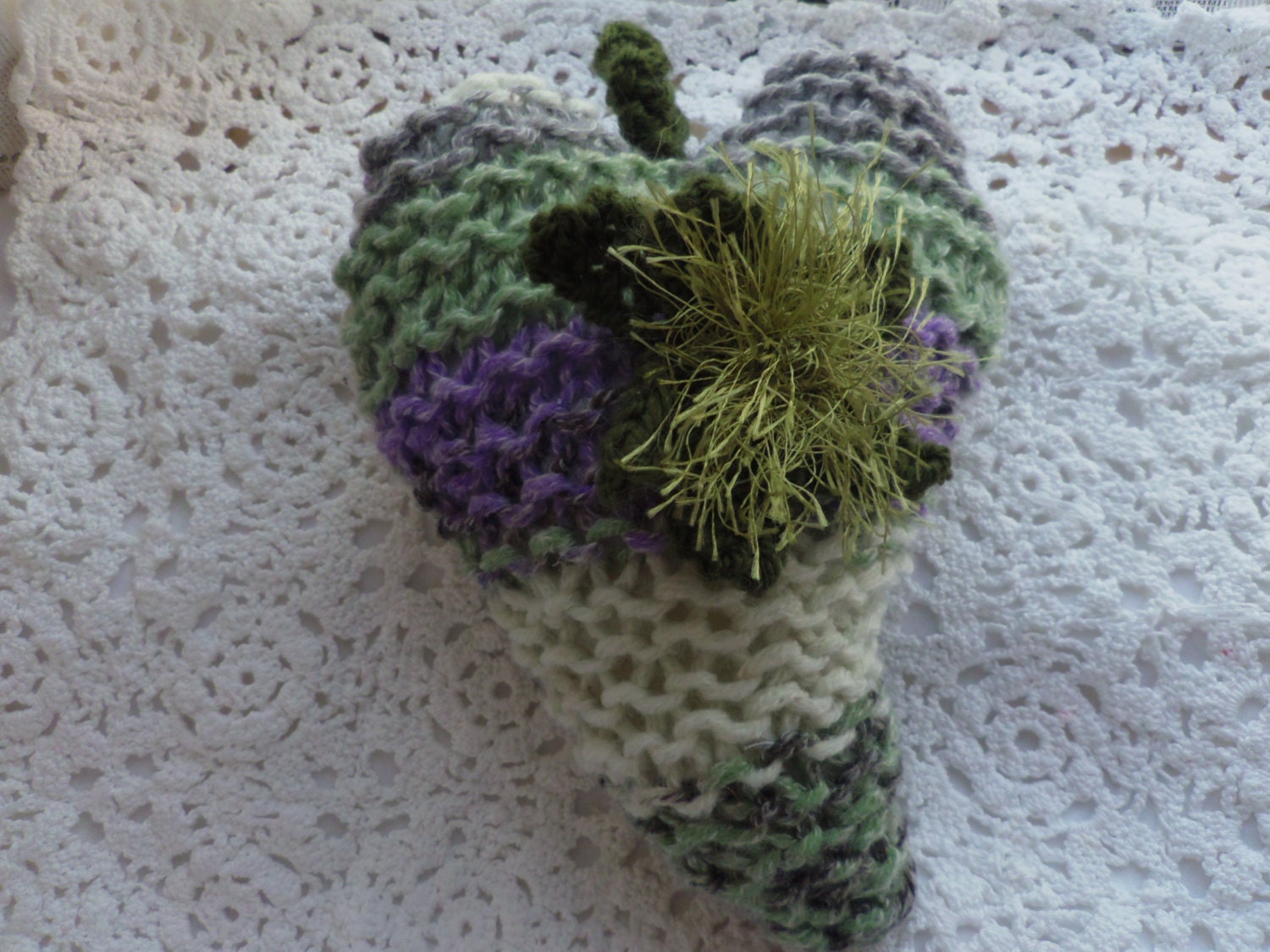 lovely decorative knitted hangable  heart ,medium.
