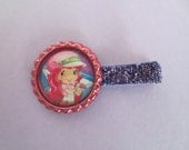 Strawberry Shortcake Inspired Character Glitter Bottlecap Hair Clip- Choose colors and designs