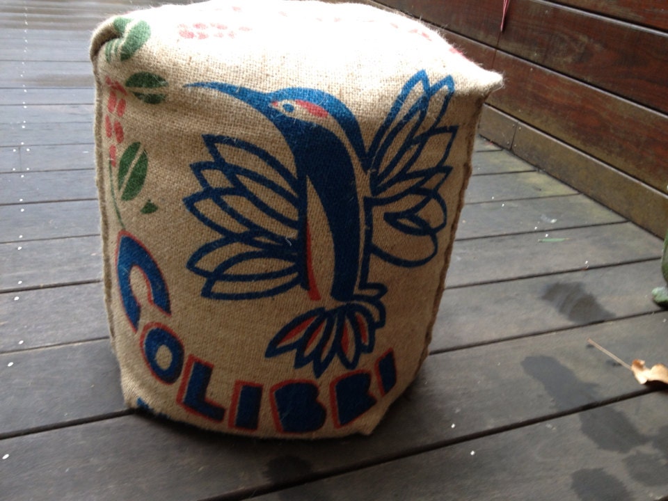 Upcycled Coffee Bag Ottoman