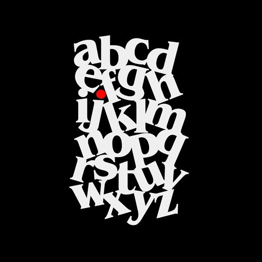 Modern Alphabet -  Black and White Digital Print