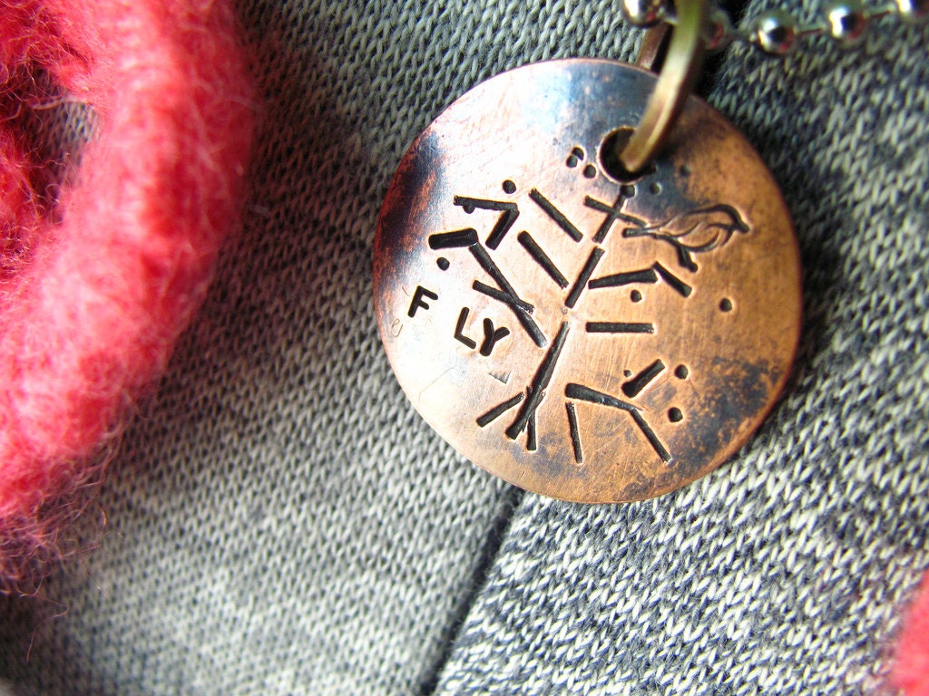 FLY Copper Tree and Bird Pendant
