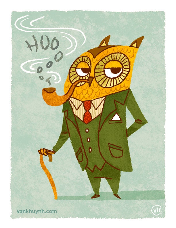 Sir Cedric the Owl Printable Art 8.5x11 Digital Print