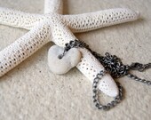 Beach Stone Heart Necklace, heart shaped stone, vintage steel chain, eco fashion, heart jewelry, beach, nautical fashion, summer fashion