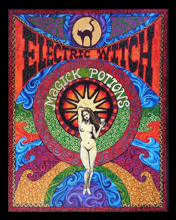 Electric Witch Magick Potions Psychedelic Art 11x14 Print