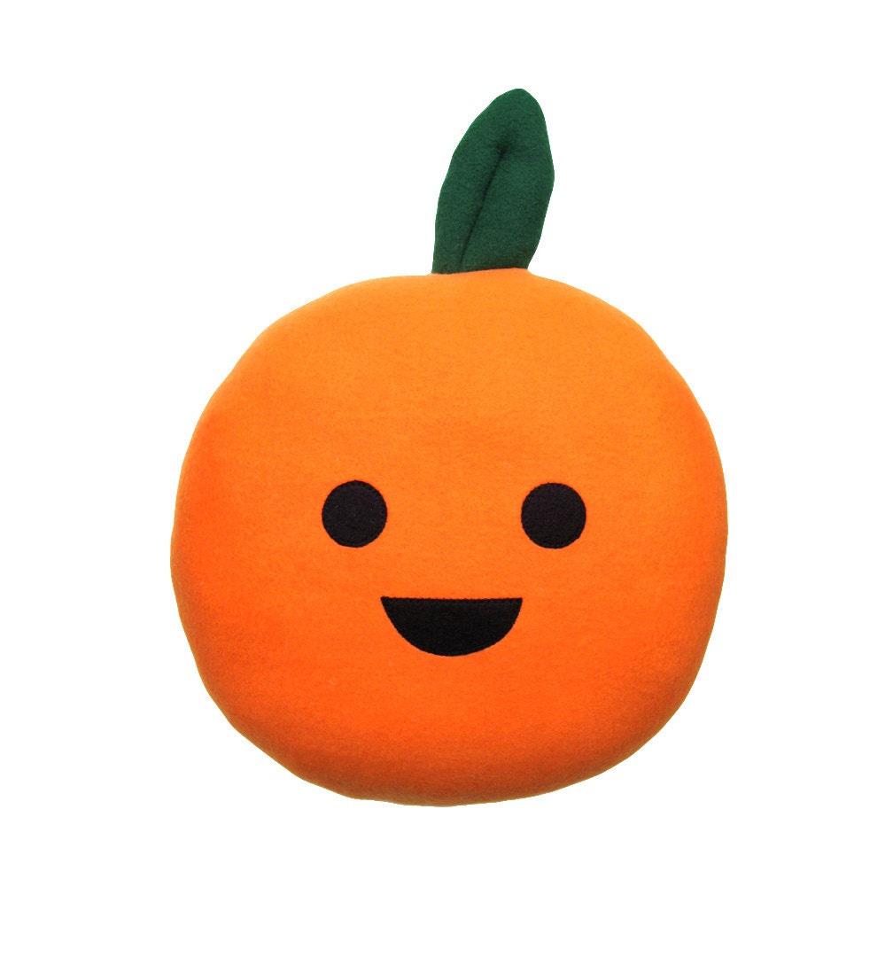 Large Happy Orange Plush Pillow