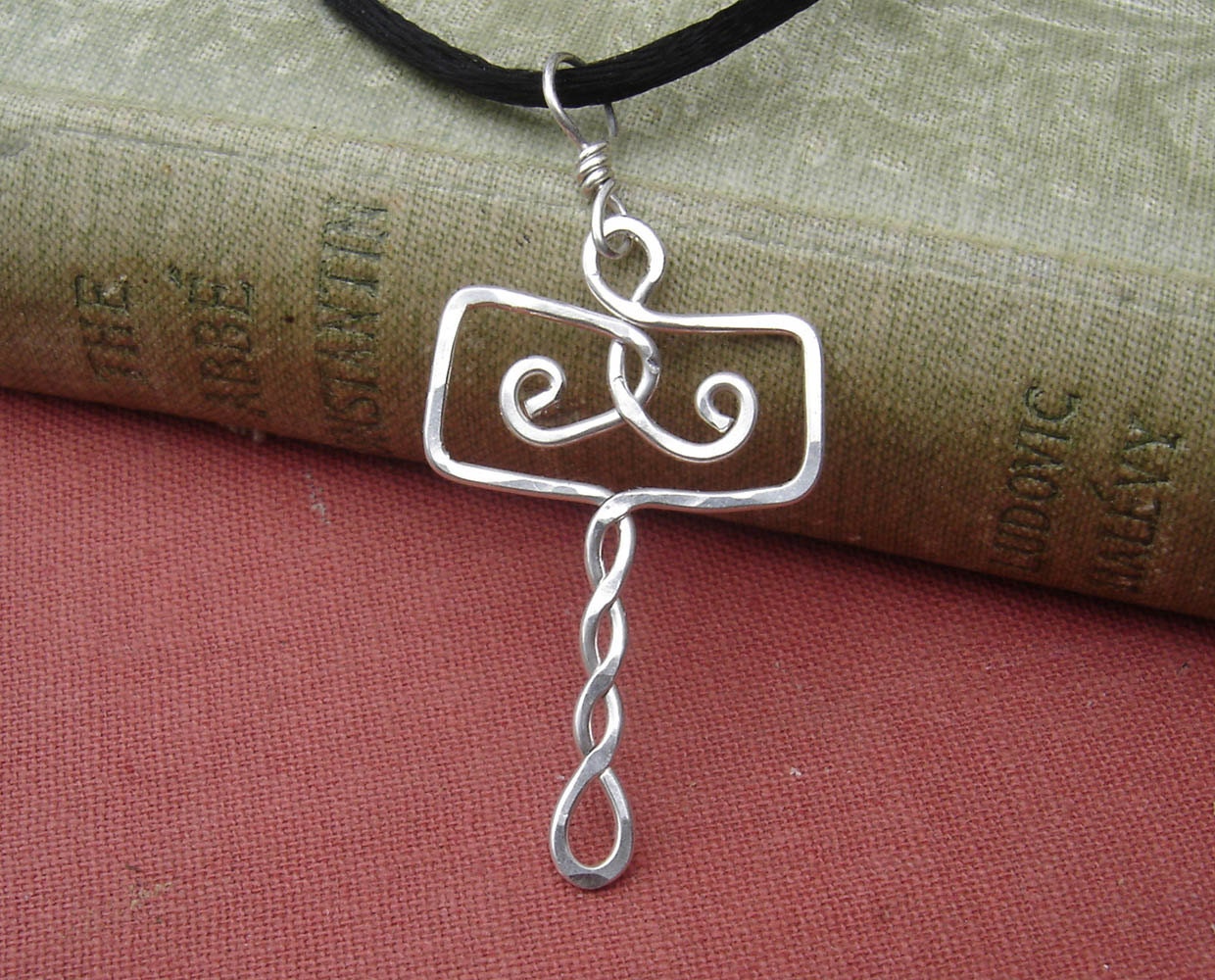 Norse Thor's Hammer Pendant, Mjolnir Celtic Pendant Necklace -Sterling Silver Wire