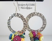 Sterling Hoop and Shell Earrings