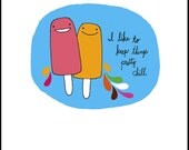 SMALL PRINT, Keep it Chill, archival print of original illustration by Anna Tillett Designs