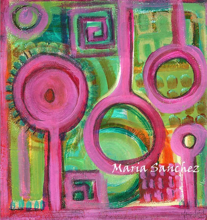 abstract meditation original acrylic painting on cardboard