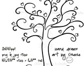 Instant Download, Heart Tree PNG and JPG Graphics, Digital Download File, Tree Clip Art, Heart Tree, Whimsical Art