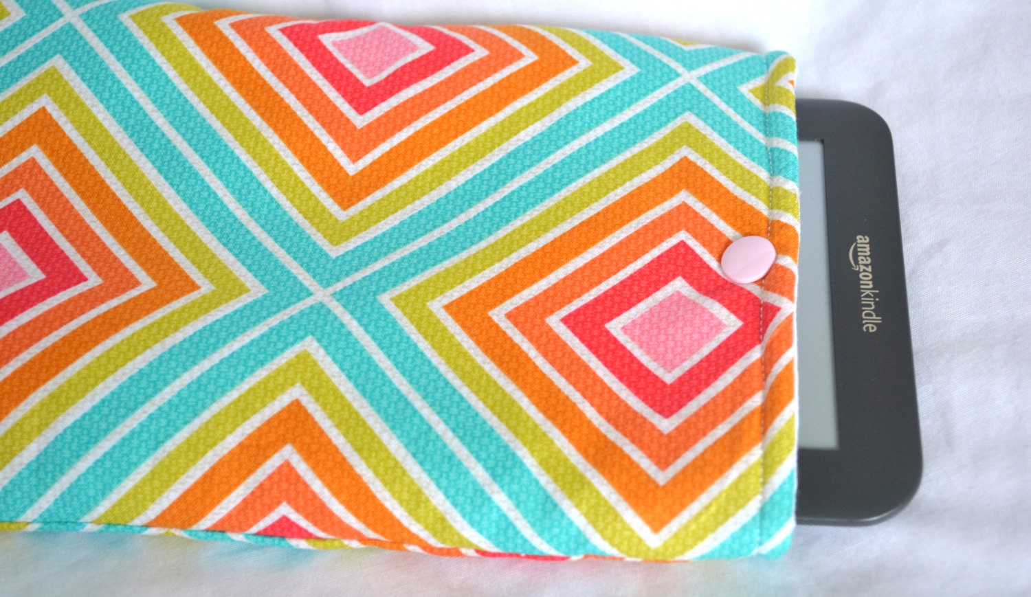 eReader Kindle Cover - Geometric Diamond in Pink Aqua Yellow Orange