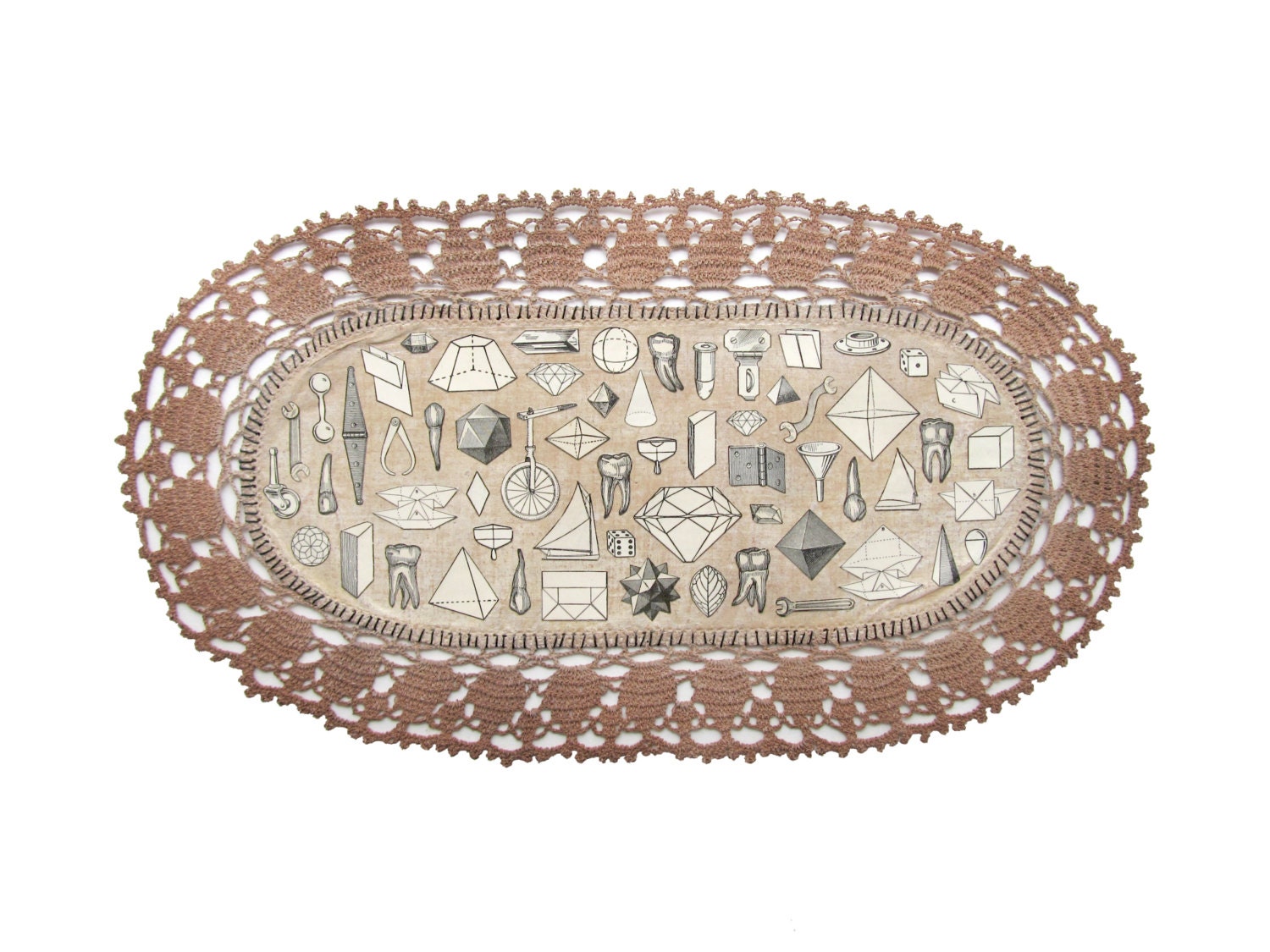 Pastiche - Original Collage on Doily by Suzanna Scott