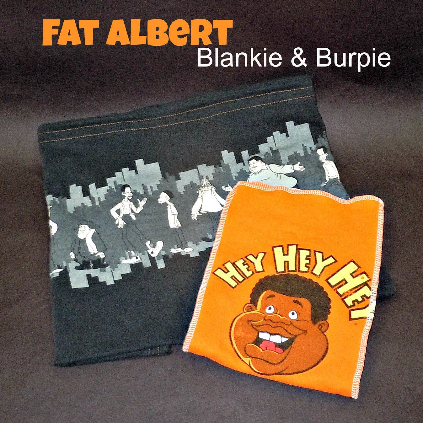 Baby Blanket Set Infant Receiving Blanket & Burp Cloth Set Fat Albert Upcycle Recycle
