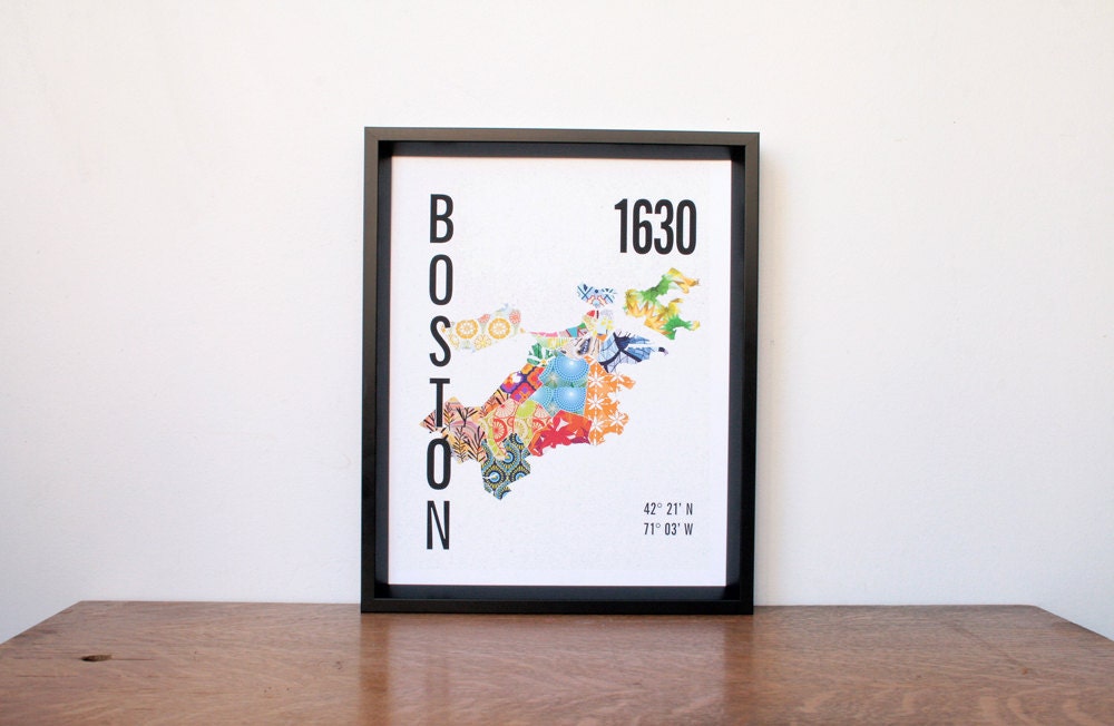 Boston Neighborhood Map Print - JhillDesign