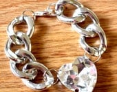 Crystal Heart Charm Bracelet - Crystal Swarovski w/ Your Choice Of Gold Or Silver Chain