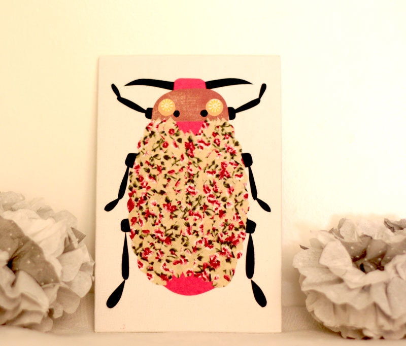 Insect -03 Original paper collage on Canvas