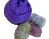 Violet/Purple  Needle Felting Spinning Fiber, 1 oz with 3 free coordinating, blended fiber samples