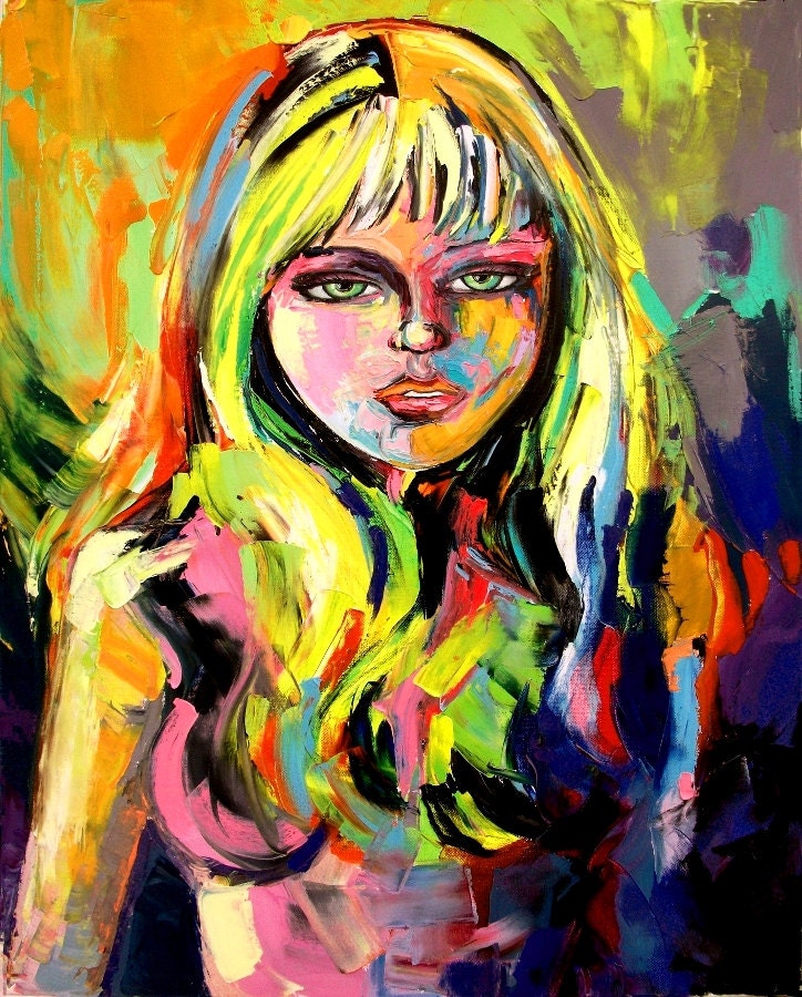 Figure painting abstract nude oil on canvas by Aja 24x30 Unrepentent