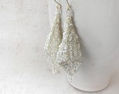 Wire Earrings, Wire Crochet Jewelry, Silver Lace Earrings, Wedding Jewelry, Bridal Earrings, Wire Crochet Earring