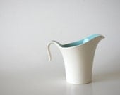 vintage blue Harkerware creamer / little pitcher / Petit Fleurs round smooth edge / glossy / estate find - shopgoodgrace