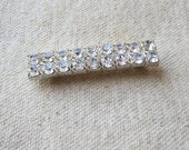 Vintage Jewelry Double Row Rhinestone Bar Pin