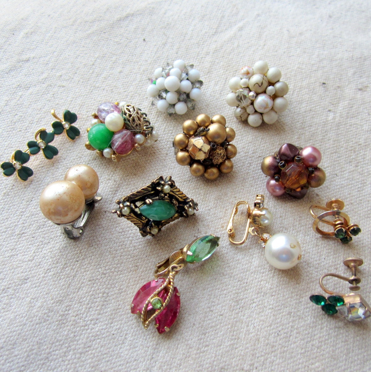 Vintage Single Earring Lot Beaded Sparkly Dangly FUN