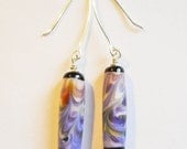 Handmade Lampwork glass bead earrings,'Purple Grapes' Japonaise tubes sterling wires SRA lamp work art glass, CGGE, tt team
