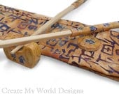 Chopsticks, Chopstick Rest Set Polymer Clay with Matching Fabric Carrying Case