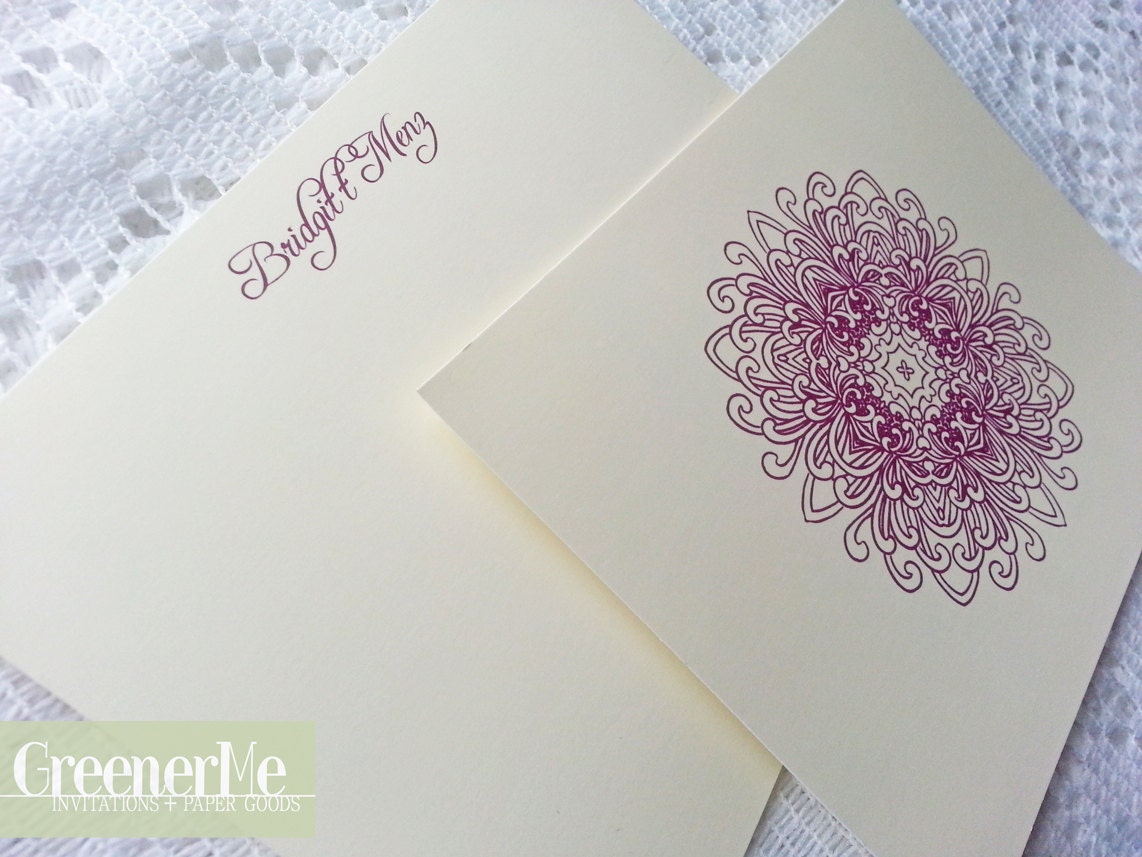 Flower Power Custom Stationery Card and Envelope - Set of 10
