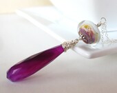 Orchid Fusion Lampwork and purple chalcedony sterling silver necklace