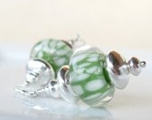 Freckled Fern Boro Lampwork Earrings in sterling silver