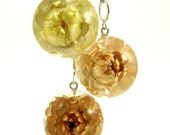 Dark Brown Strawflower Necklace, Large Resin Round with Sterling Silver Chain