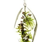 Heather Moss Mix Pendant, Large Irregular Resin Necklace with Sterling Silver Chain