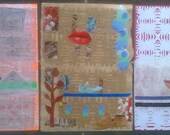 Original Mixed Media Collage - On the Cards - Mixed Media Original Triptych Collage using upcycled materials